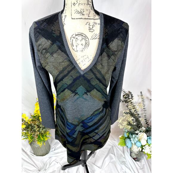 Vintage Go Couture Abstract Sweater V-neck Boho Lightweight XL - Picture 5 of 10